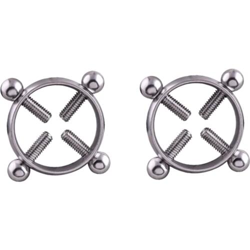 1 Pair Stainless Steel Nipple Rings Shields Screw Jewelry Adjustable Circle