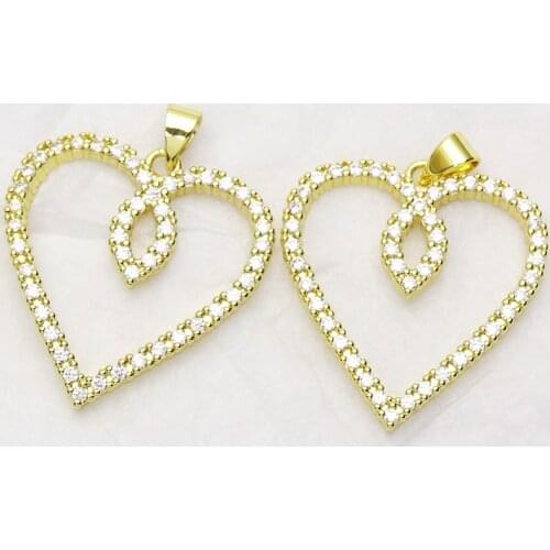 10Pcs Zircon Heart shape Jewelry Pendant Jewelry Accessories Jewelry pendant Gift Fashion jewelry Pendant 8354
