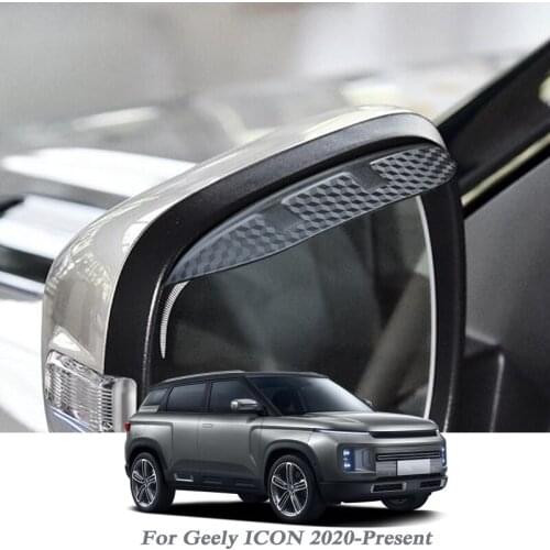 2PCS Car Rearview Mirror Rain Eyebrow Auto Shield Snow Guard Sun Side Visor Shade Protector For Geely ICON 2020-Present Sticker