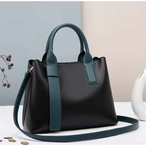 2021 New Fashion All-match Leather Large-capacity Tote Bag Ladies High-end Color Contrast Single-shoulder Messenger Bag Sac Luxe