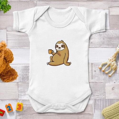 2021 Spring New Funny Sloth Graphic Infant Clothes Onesie Baby Girl Jumpsuits Baby Boy Bodysuit Baby Casual Clothes Ropa Bebe