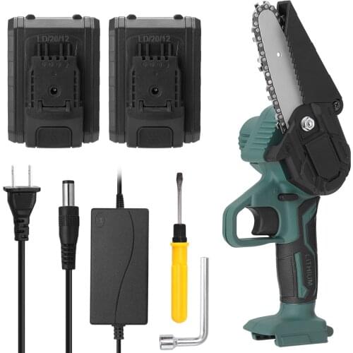 21V Mini Electric Pruning Saw Rechargeable Small Wood Spliting Chainsaw Woodworking Tool Garden Orchard Branch Clip 2 Batteries