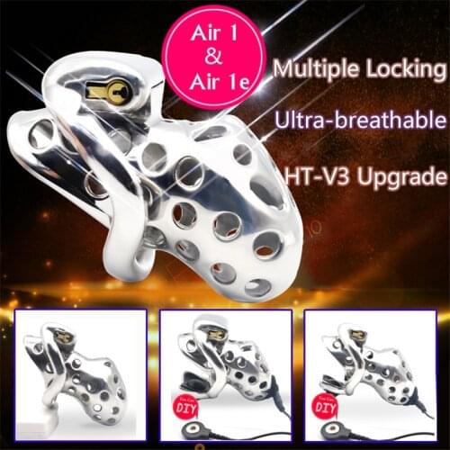316 Stainless Steel Venting Hole Design Male Chastity Device DIY Eectric Shock Penis Sleeve Cock Cage Sex Toys For Men HT-V3