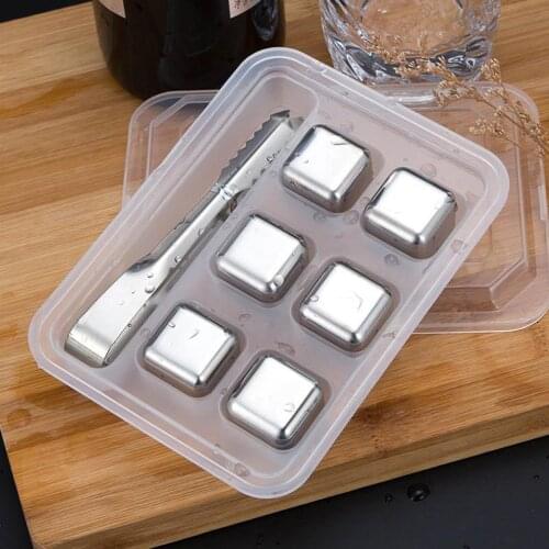 6/8pcs Stainless Steel Ice Cubes Quick-Frozen Ice Tartar Ice Grains Frozen Ice Tartar Quick Cooling Tool With Clip Case