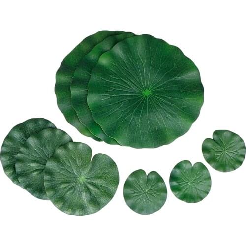 9pcs/set Artificial Floating Foam Lotus Leaves Water Lily Pads Ornaments Green Perfect for Patio Fish Pond Pool Aquarium