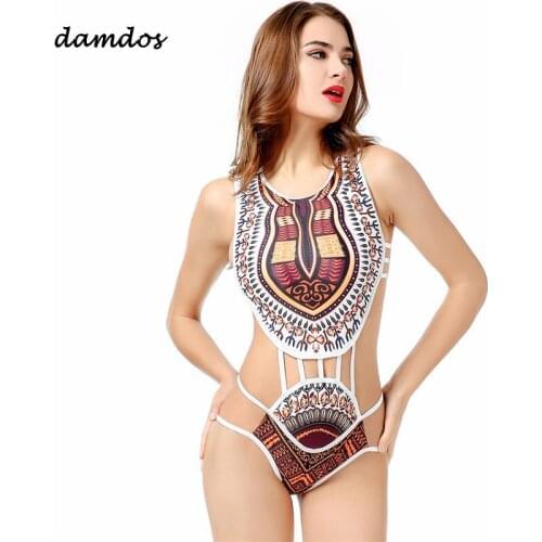 Bikini 2019 Sexy Swimwear African Women Swimsuit Bodysuit Summer Swim Shirt Beachwear Bandage Monokini Bathing Suit