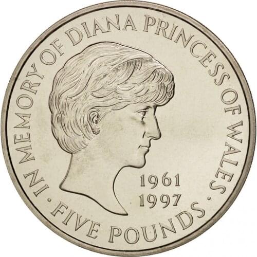 British 5 Pound 1999 2nd Anniversary Diana Death 38mm Real Original Coin UNC Coins