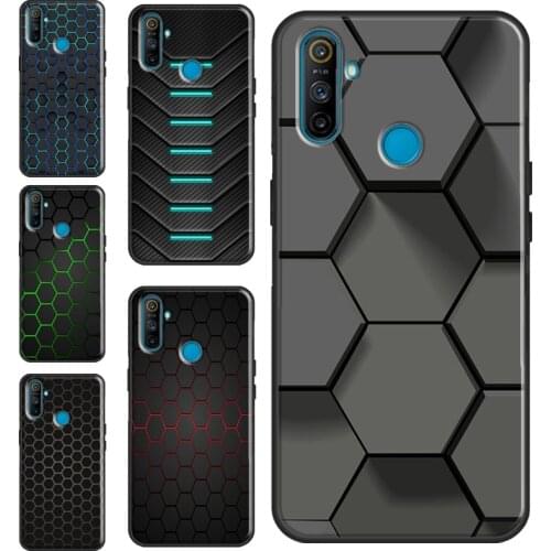 Carbon Fibre Futuristic Neon honeycomb For Realme 8 Pro 6 7 Q3 Pro GT Neo C15 C3 C21 C11 Phone Case For OnePlus 9 Pro 8 7T 8T 9R