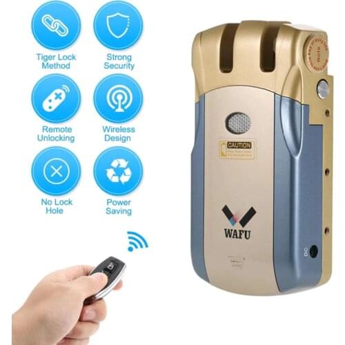 Wafu 019 Electric Door Lock Wireless Control With Remote Control Open/Close Smart Lock Security Door Easy Installing Indoor Lock