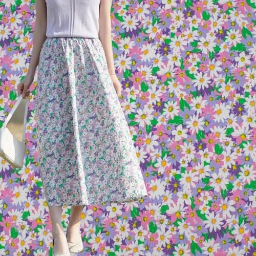 Pink And White Flowers Cotton Fabric For Dress Tissus Coton Imprimé Telas Algodon Estampadas Sewing Ткань Для Шитья Vestidos Diy