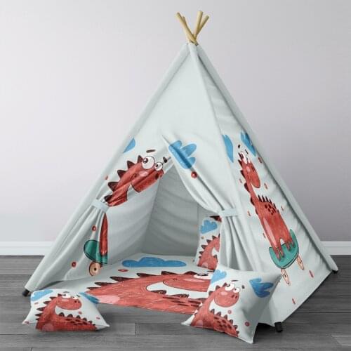 Play Tent for Kids Wigwam Portable Indoor Playground Tents Children Bedrooms Red Dinosaur Cute Model 1333