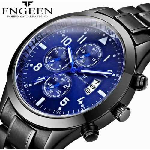 Classic Blue sport Mens Watch New Casual Business Quartz Wristwatch Steel 30M Waterproof Watch Male Clock Hodinky Mens Watches