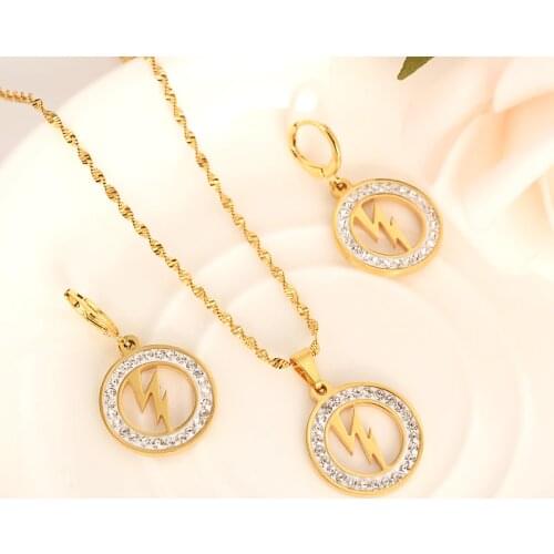 Gold Necklace Earring Set Women Party Gift lightning Jewelry Sets daily wear mother gift DIY charms women girls Fine Jewelry