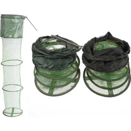 4 Layers 1.2/1.5M Collapsible Fishing Basket Dip Net Fishing Cage to Keep Fish Alive in the Water Fishing Accessories Tool