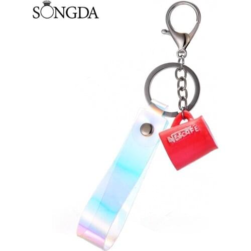 Mini Cup Keychain Fashion Cute Mug 3D Resin Mold Acrylic Keyring Bag Decoration Jewelry Creative Women Men Accessories