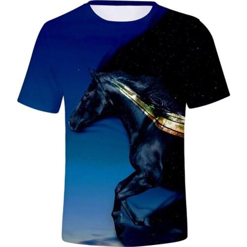 LUCKYFRIDAYF Black Horse Fashion Summer 3d T Shirts Men Women Hip Hop T-shirt Tops Short Sleeve 3D T-shirts Tee Shirt Plus Size