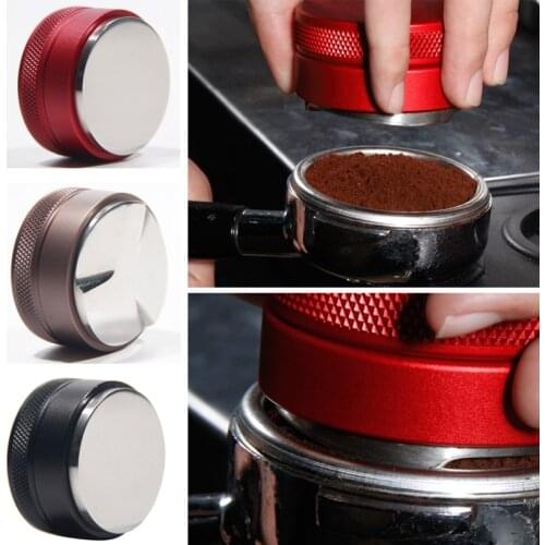 49/51/53/58mm 304 Stainless Steel Coffee Tamper Coffee Distributor Base Clear Body Barista Espresso Press Coffee Powder Hammer