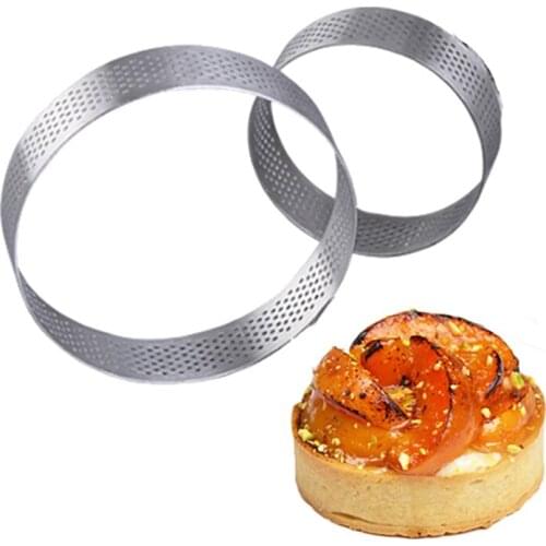6/8/10CM Stainless Steel Perforated Tart Mold Ring Tartlet Circle Cutter Pie Ring Cake Mousse Molds Cookies Pastry Bakewear