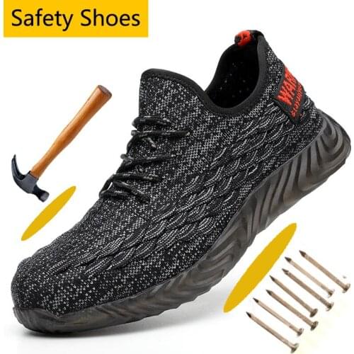 Anti-smashing Mens Protective Steel Toe Cap Safety Shoes for Men Casual Light Mesh Comfortable Anti-Puncture Work Safety Shoes