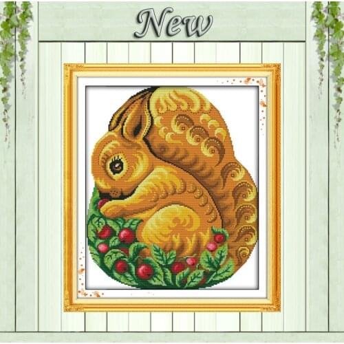 A little squirrel animal diy painting counted print on canvas DMC 11CT 14CT Cross Stitch kits needlework Sets embroidery Chinese