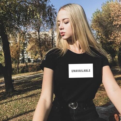 Unavailable Letters Print Graphic Tees Women Harajuku Short Sleeve T Shirts Streetwear Round Neck Tumblr Clothing Ropa De Mujer