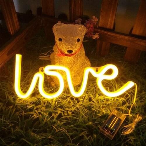 LOVE Neon Signs for Wall Decor USB/Battery Operated Night Lights Lamps Art Decor for Christmas Wedding Birthday Party Kids Room