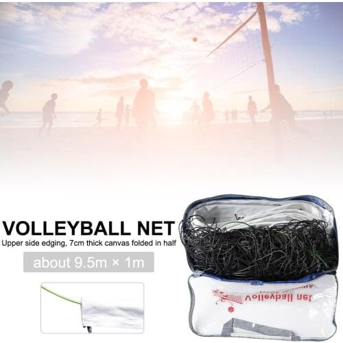 PE Portable Volleyball Net with Canvas Edge Steel Cable Outdoor Indoor Standard Volleyball Net for Competition Training Practice