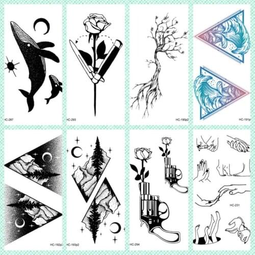 Purple Rose Jewelry Water Transfer Tattoo Stickers Women Body Chest Art Temporary Tattoo Girl Waist Bracelet Flash Tatoos Flower