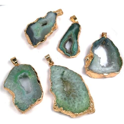 Natural Druzy Stone Agat Pendants Irregular Quartz Charms Pendant for Jewelry Making Charms Necklace Accessories Gift For Women