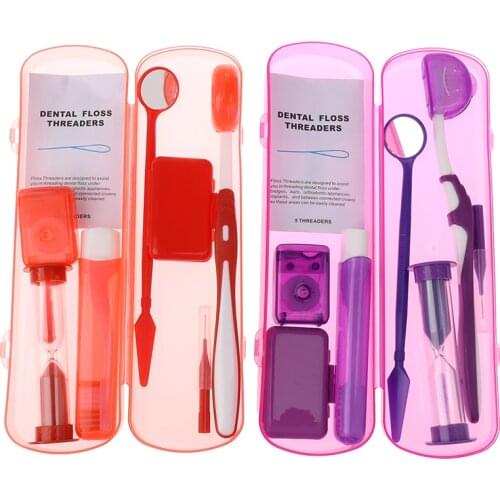 Portable Oral Care Dental Teeth Orthodontic Kits Interdental Brush Dental Wax Dental Floss Whitening Tool Suit (8 Pcs/Pack)