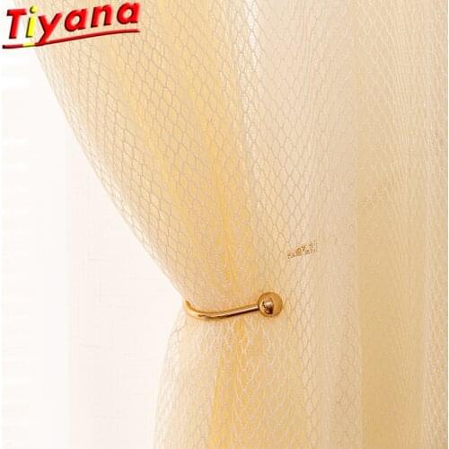 Beige/White Pure Hollow Tulle Curtains for Living Room Modern Geometric Mesh Tulle Semi-Blackout Curtains for Balcony #VT