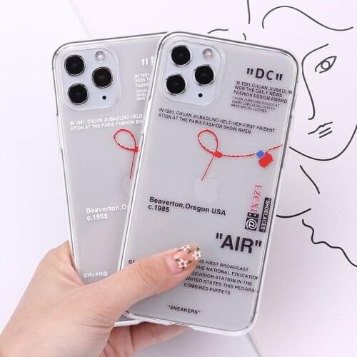 Transparent White Label Phone Case TPU English Letters Painted Smartphone Shell For iPhone 7 8 Plus 11 12 Pro Max 12 Mini