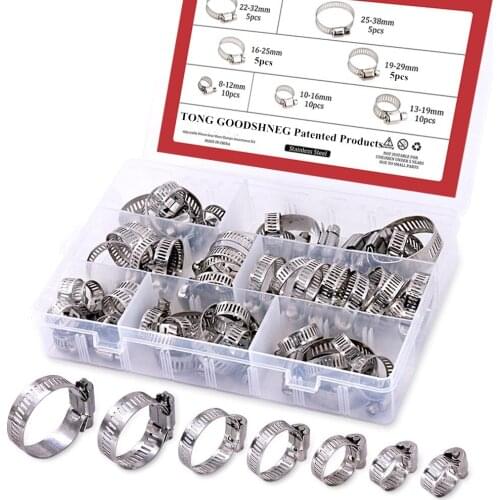 304 Stainless Steel Adjustable Worm Gear Hose Clamp,Fuel Line Clamp for Plumbing,Automotive Mechanical Applications Assortment K