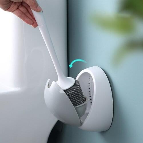 Silicone Toilet Bowl Egg-shaped Brush Bathroom Cleaning Bowl Brush Kit Sturdy Cleaning Toilet Brush Wall Mounted