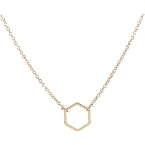 SMJEL Trendy Geometric Hexagon Necklace for Women Simple Long Chain Necklace Wholesale 30pcs-N142