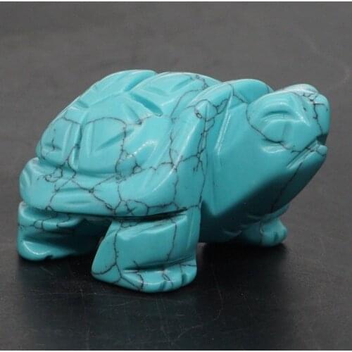 Turtle Tortoise Figurine 2" Blue Turquoise Crystal Carved Statue Crafts Home Decor