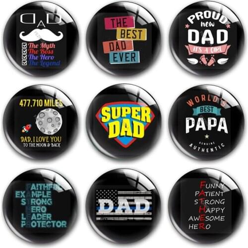 Happy Fathers Day glass cabochon,Best dad Papa Superdad Love dad Round photo glass cabochon demo flat back Making findings