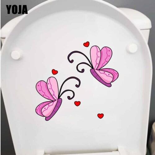 YOJA 21.1X20.2CM Butterfly Love Heart Home Wall Decal Decor Toilet Sticker Funny Cartoon T3-1319