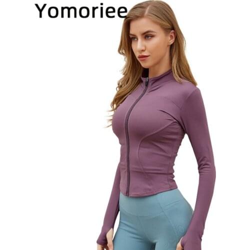 Zipper Women Yoga Shirt Sexy Dry fit Breathable Long Sleeves Gym Sport Workout Running Training Fitness Top Push-up Yomoriee