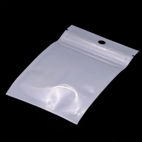 100pcs White plastic waterproof zip lock reclosable plastic zipper bags resealable hang hole bag 100 X 118mm and 80X130mm