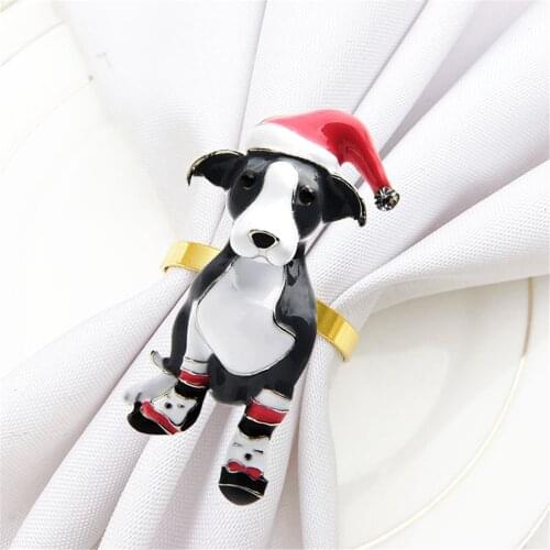 12PCS/Metal Christmas Dog Napkin Ring Desktop Decoration Used for Cocktail Party, Wedding Banquet, Holiday Party