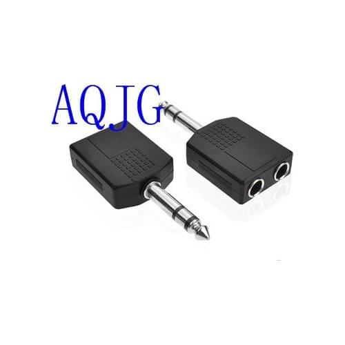 5Pcs/Lot 6.35mm 1/4" Stereo Plug To 2 RCA Splitter Audio Adapter Converter Male to Female Audio Transmission Adapters