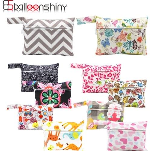 Balleenshiny 14*18cm Printed Pocket Diaper Bag Waterproof Wet Bag Baby Nappy Bags Pail Liner Laundry Bag for Baby Cloth Diaper
