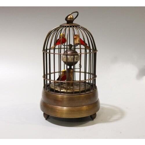 Collect Old Pure Coppper Birdcage Shape Western Hang Mechanical Clocks Watch