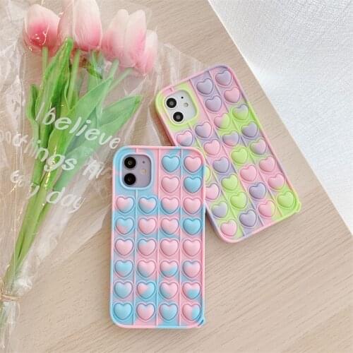 Pop Push It Bubble Case For iphone 12 Mini 11 Pro XR XS MAX 7 8 6s Plus SE Rainbow Vent Decompression Camouflage Silicone Cover