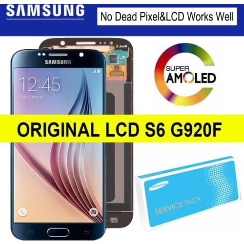 Blue/White/Gold Super Amoled Display for SAMSUNG Galaxy S6 G920 G920F LCD Touch Screen Digitizer with frame Repair Parts