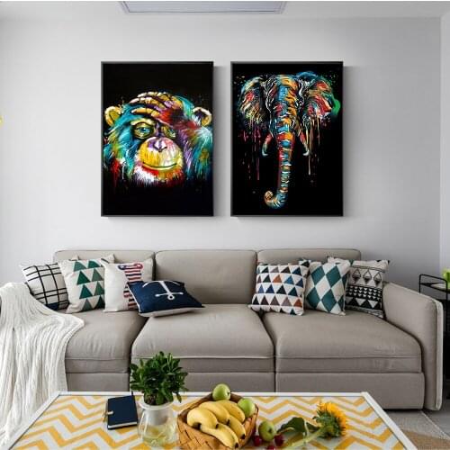 Graffiti Colorful Elephant Art Canvas Print Paintings Animals Wall Decorative Picture for Modern Home Living Room Decoration