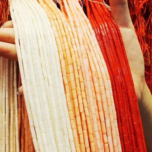 Exquisite natural coral cylindrical beads Fashion natural coral loose beads For jewelry making DIY necklace bracelet accessories