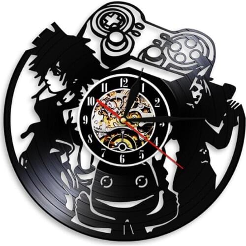 Classic Fighting Games Characters Ryu & Ken Masters Decorative Wall Clock Game Room Wall Art Memorabilia Vinyl Record Wall Clock