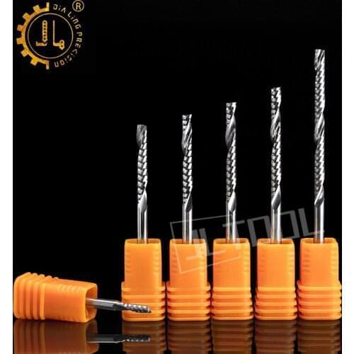 JIALING 1pc 3.175mm Cnc Bits Milling Cutters single flute end mill cutterscutting tools corner radius end mill For Acrylic